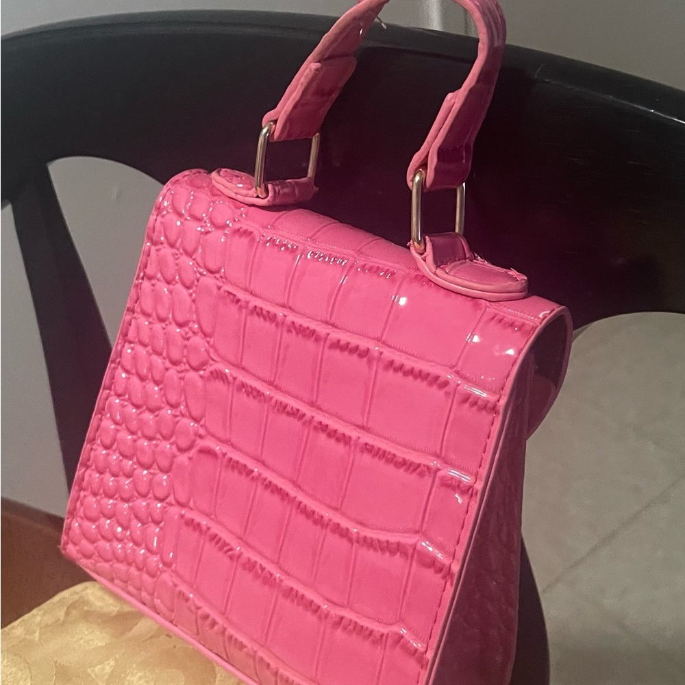 Pink Croc-Embossed Handbag - Picture 3 of 3